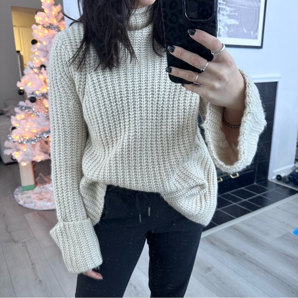 Cream Bell Sleeve Turtleneck